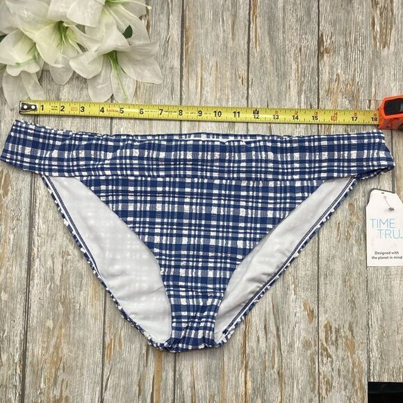 Women's Seersucker Mid Rise Bikini Swim Bottoms, Size XL - Picture 3 of 8